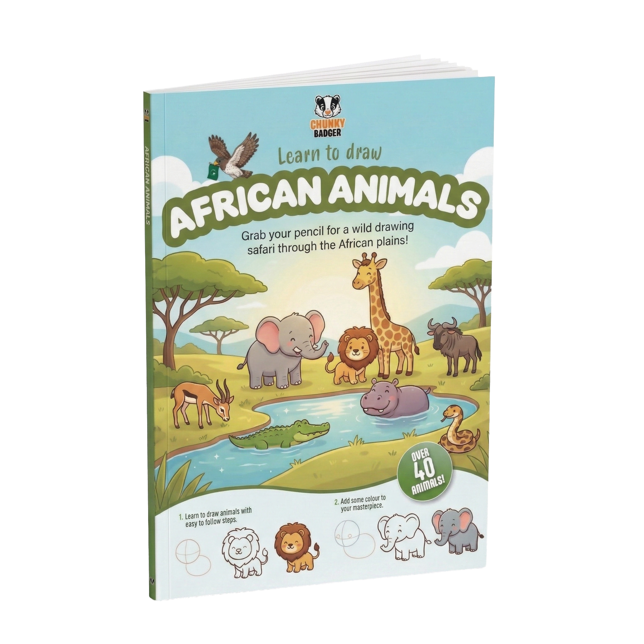 Learn to Draw African Animals book cover mockup by Chunky Badger