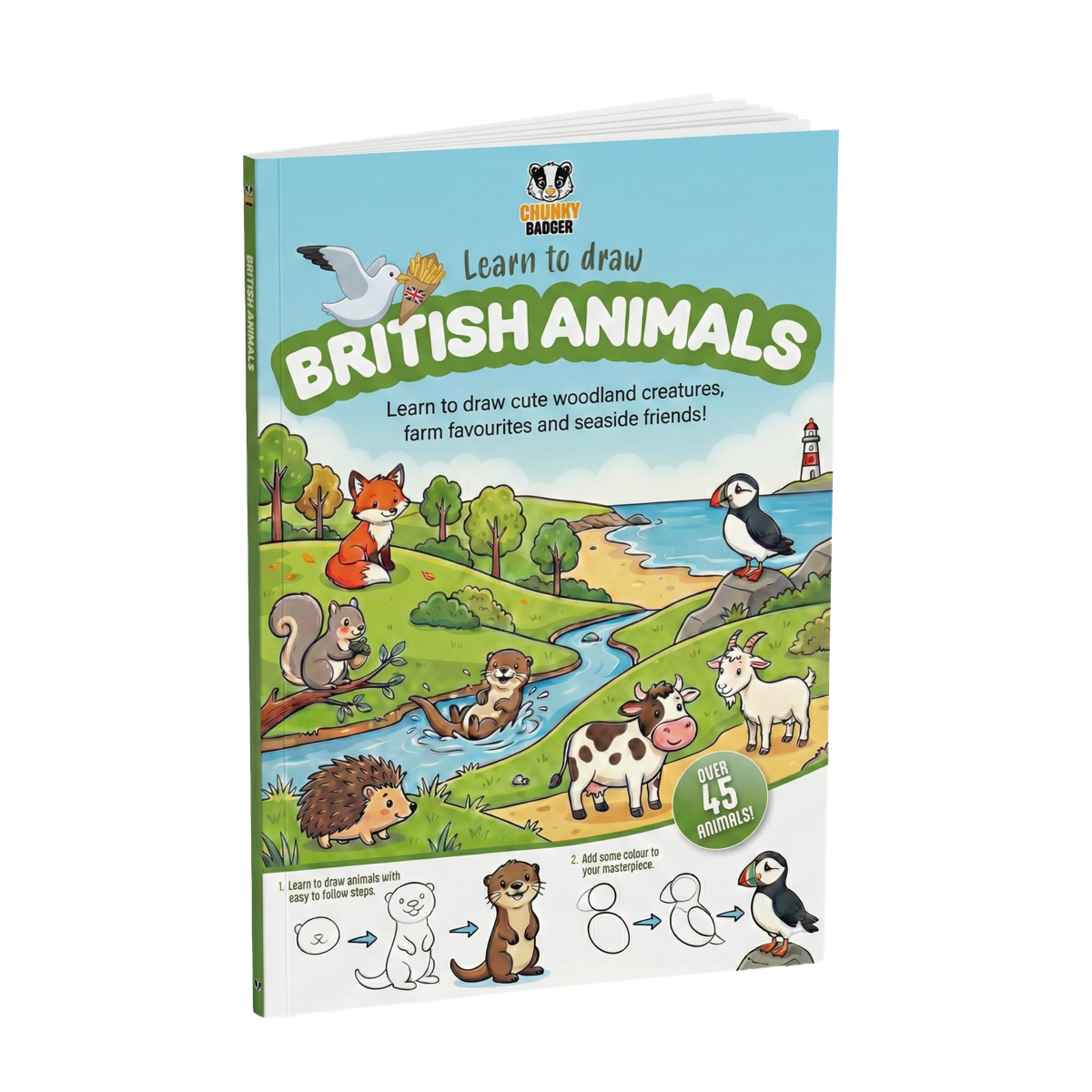 Learn to Draw British Animals book cover mockup by Chunky Badger