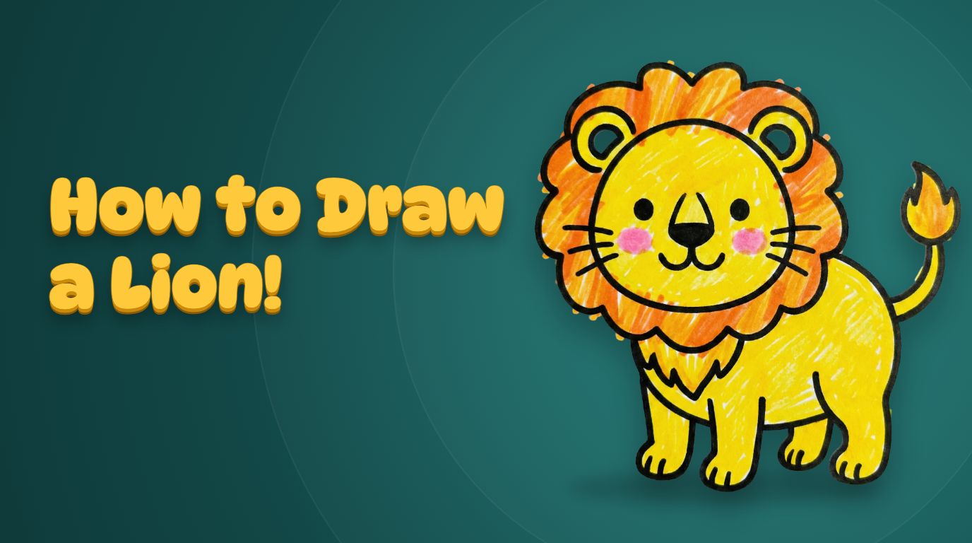 How to Draw a Lion for Kids header graphic
